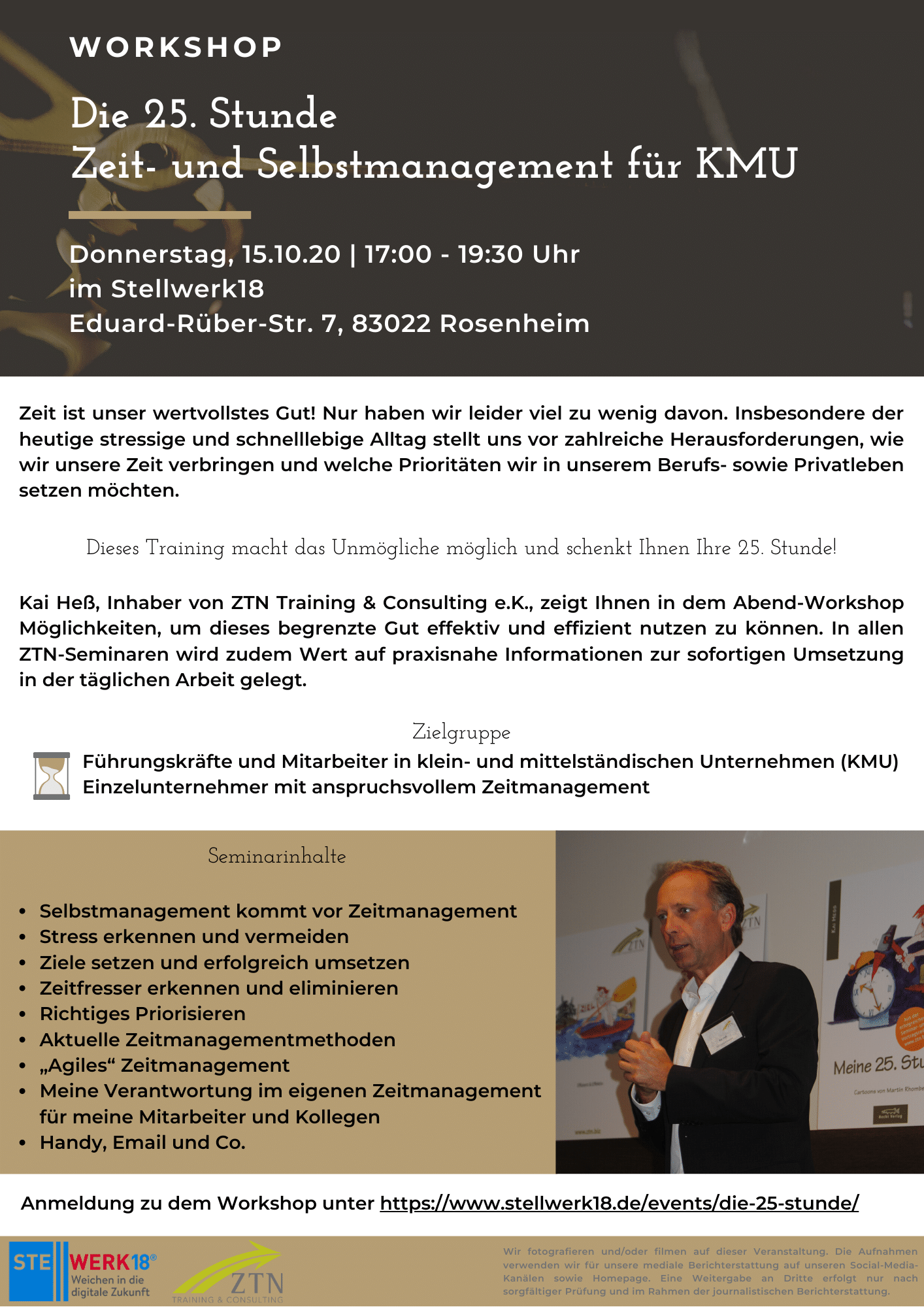 Einladung Die 25. Stunde - Die 25. Stunde Zeit- und Selbstmanagement für KMU