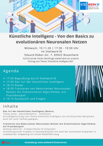 Flyer KI2 212x300 - Künstliche Intelligenz - Von den Basics zu evolutionären Neuronalen Netzen- verschoben auf 2021