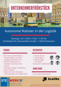 Flyer UFruehstueck Scaliro 212x300 - Unternehmerfrühstück - Autonome Roboter in der Logistik - verschoben auf 2021